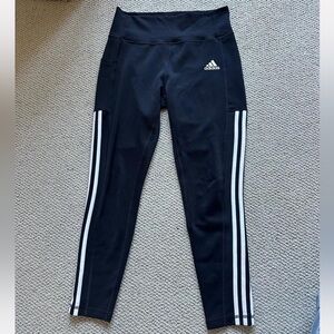 adidas Black Leggings with White Triple Stripes